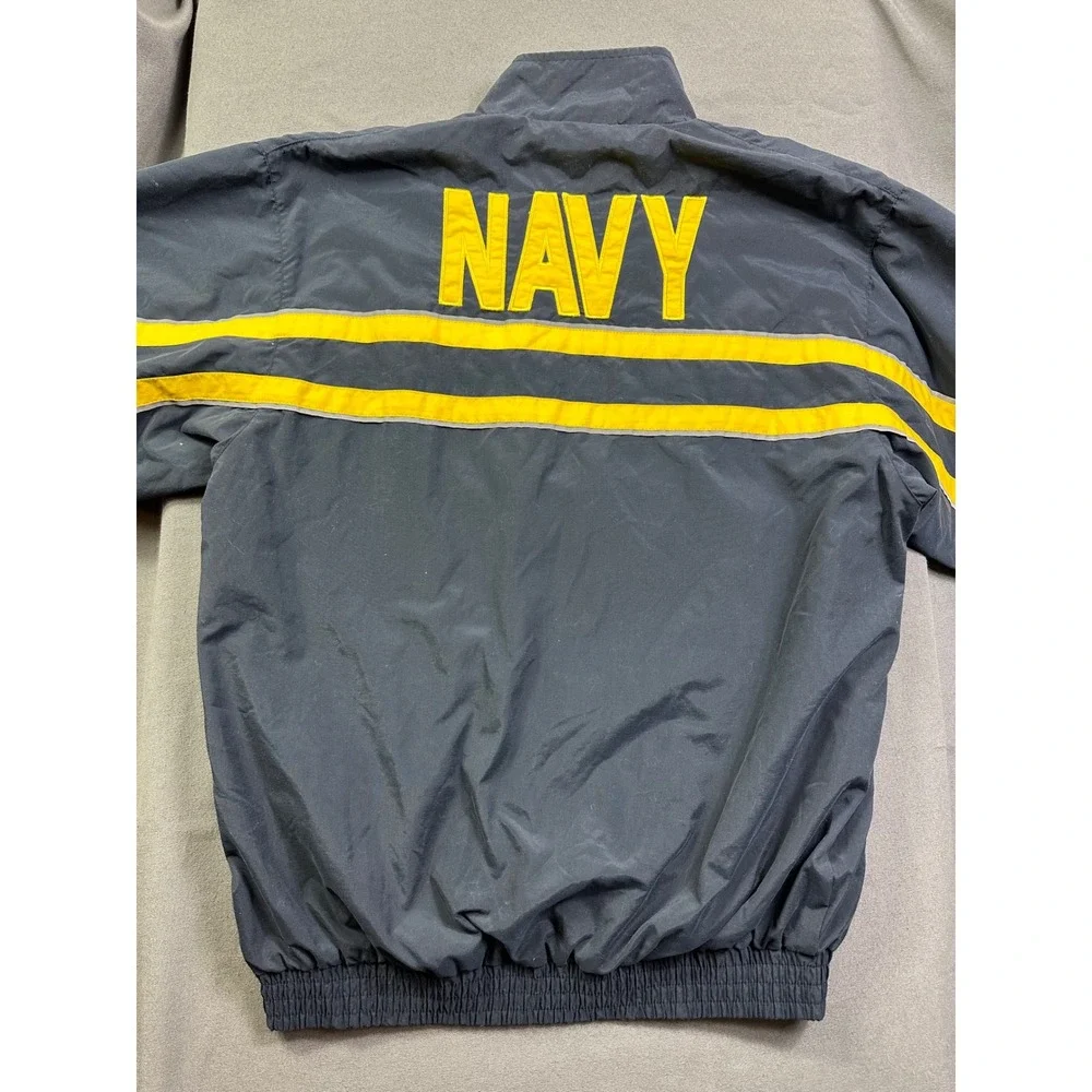 US Navy‎ Windbreaker Jacket Men's S Small Blue Yellow Forged by the Sea Full Zip
